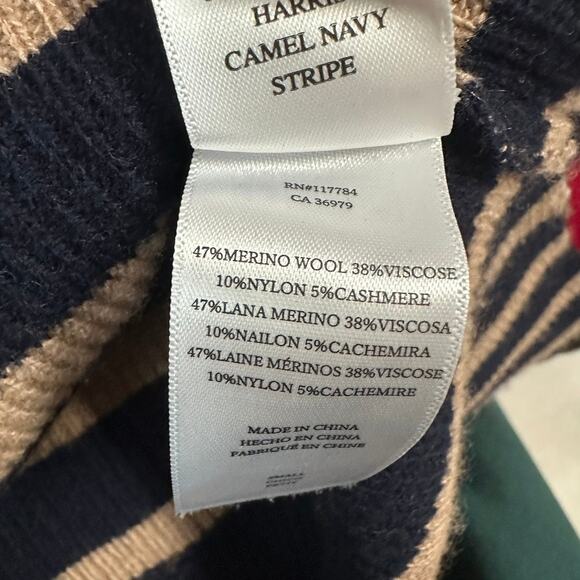 RAILS Harris Camel Navy Stripe Sweater Small‎ Merino Wool Cashmere Blend - Picture 7 of 7